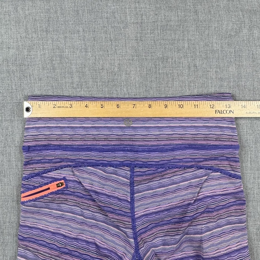 Lululemon Capri Leggings Womens 6 Purple Stripe Pockets Yoga Running Athletic - Picture 4 of 9